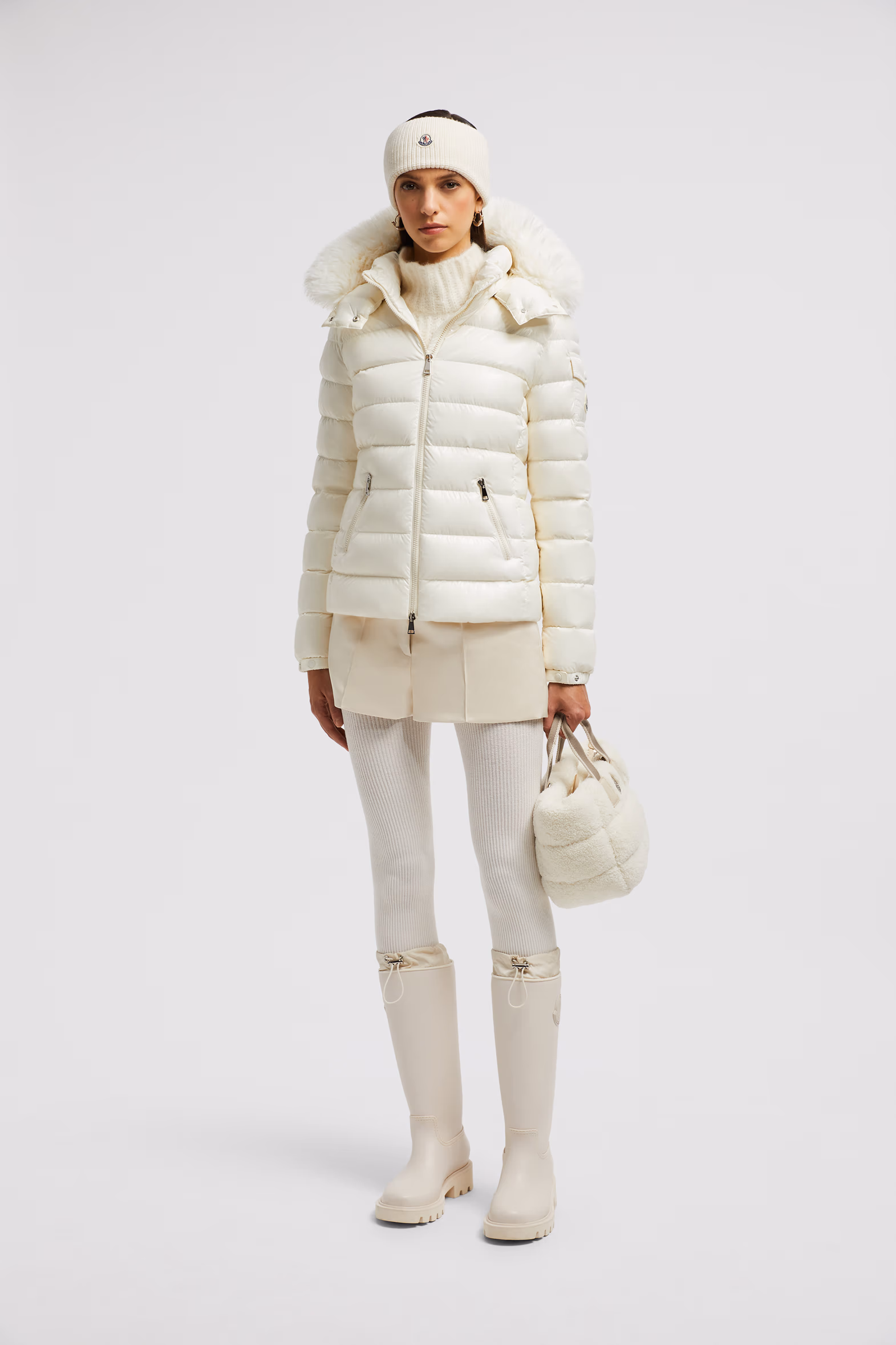 Plumífero corto con capucha Badyf Mujer Blanco Moncler 0